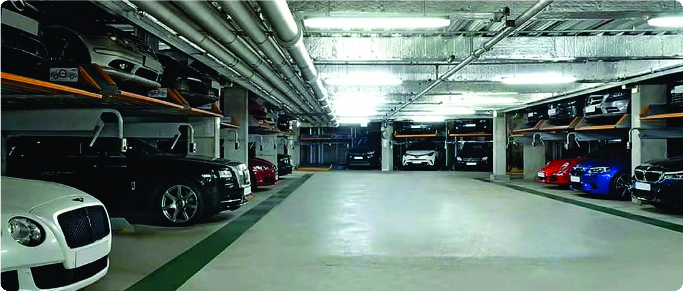 Commercial Basement Multi-Deck Stack Parking Grid